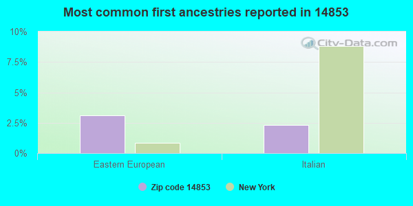 Most common first ancestries reported in 14853