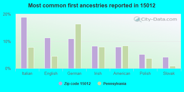 Most common first ancestries reported in 15012
