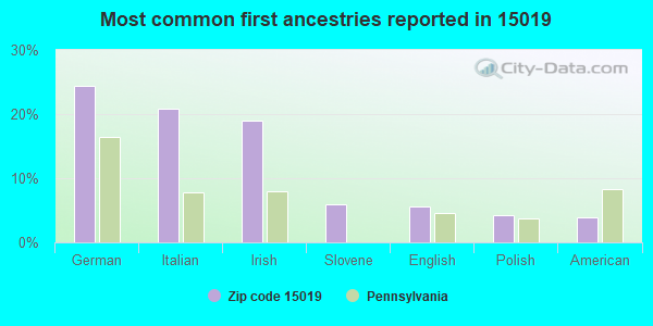 Most common first ancestries reported in 15019