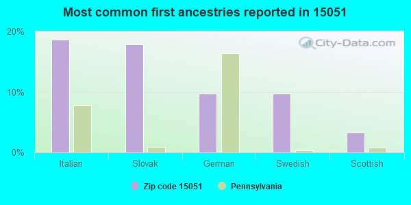 Most common first ancestries reported in 15051