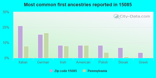 Most common first ancestries reported in 15085