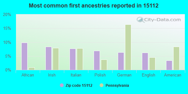 Most common first ancestries reported in 15112