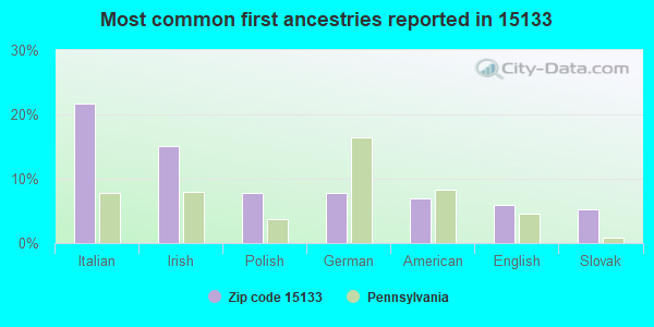 Most common first ancestries reported in 15133
