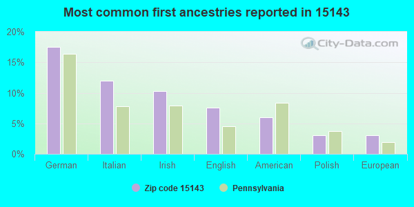 Most common first ancestries reported in 15143