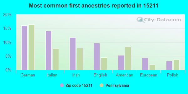 Most common first ancestries reported in 15211