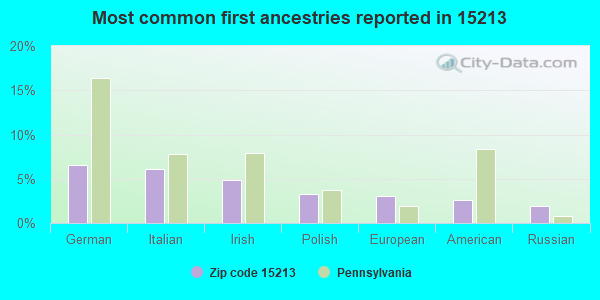Most common first ancestries reported in 15213