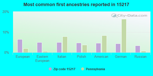 Most common first ancestries reported in 15217