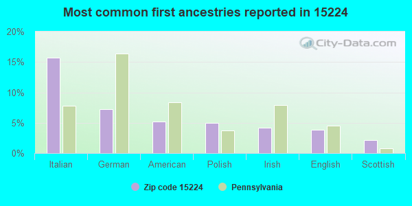 Most common first ancestries reported in 15224