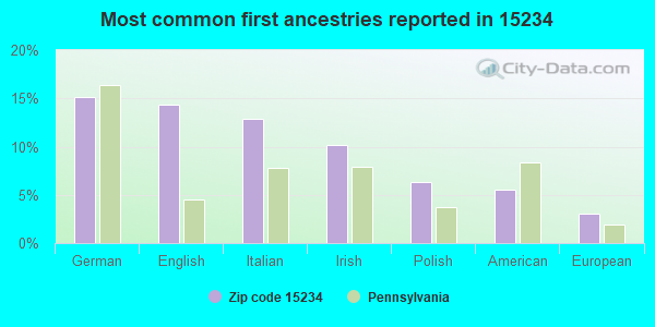 Most common first ancestries reported in 15234