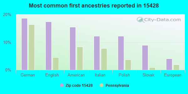 Most common first ancestries reported in 15428
