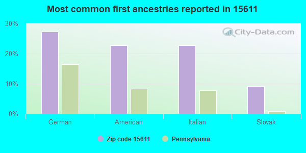 Most common first ancestries reported in 15611