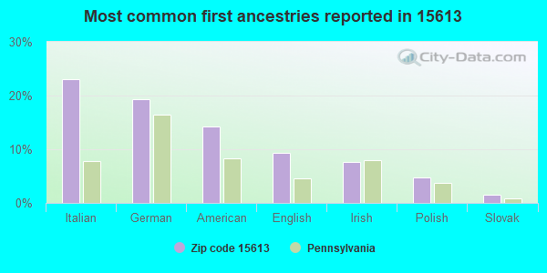 Most common first ancestries reported in 15613