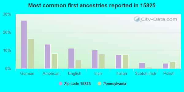 Most common first ancestries reported in 15825