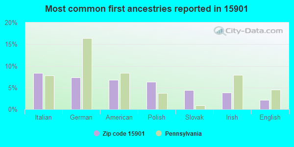 Most common first ancestries reported in 15901