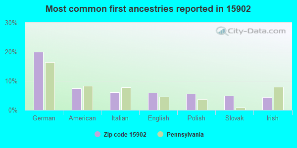 Most common first ancestries reported in 15902