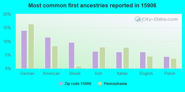 Most common first ancestries reported in 15906