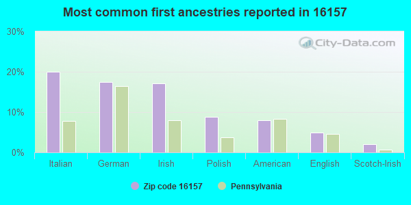 Most common first ancestries reported in 16157
