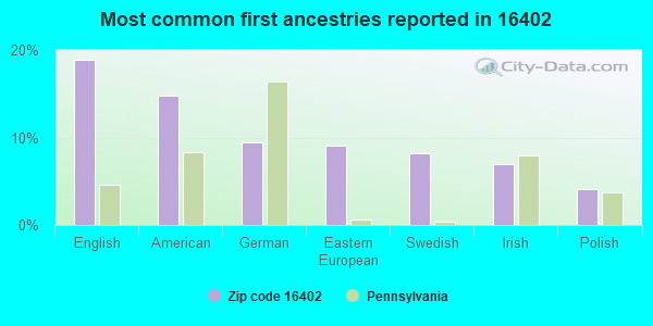 Most common first ancestries reported in 16402