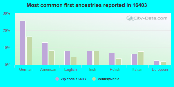 Most common first ancestries reported in 16403