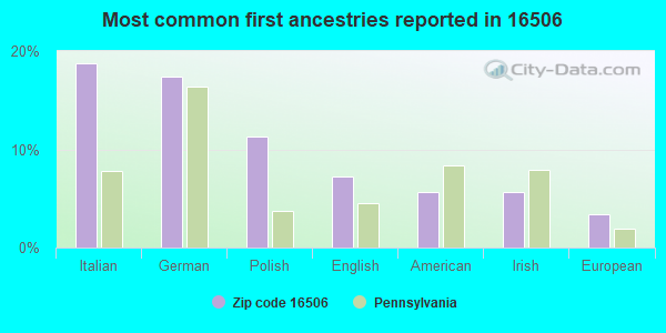 Most common first ancestries reported in 16506