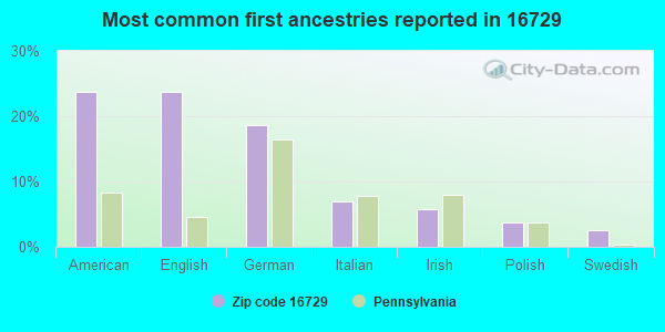 Most common first ancestries reported in 16729