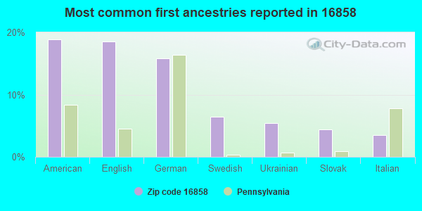 Most common first ancestries reported in 16858