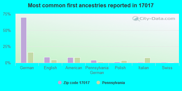 Most common first ancestries reported in 17017