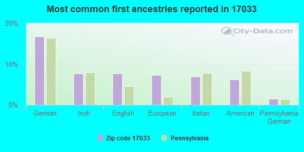 Most common first ancestries reported in 17033
