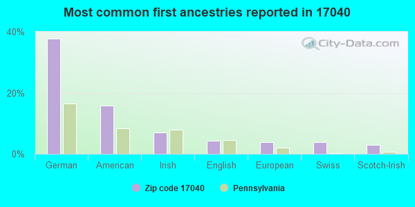 Most common first ancestries reported in 17040
