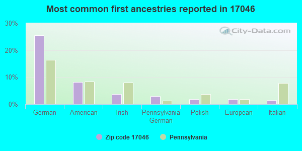 Most common first ancestries reported in 17046