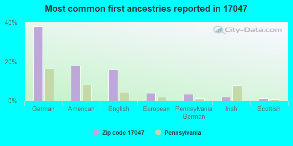 Most common first ancestries reported in 17047
