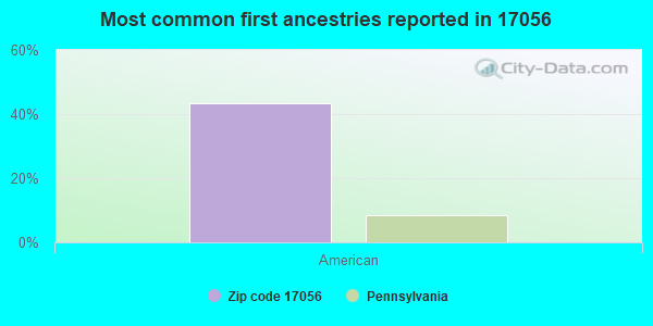 Most common first ancestries reported in 17056