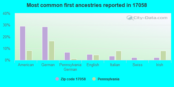 Most common first ancestries reported in 17058