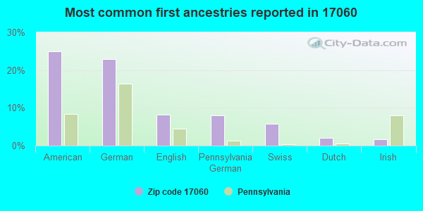 Most common first ancestries reported in 17060