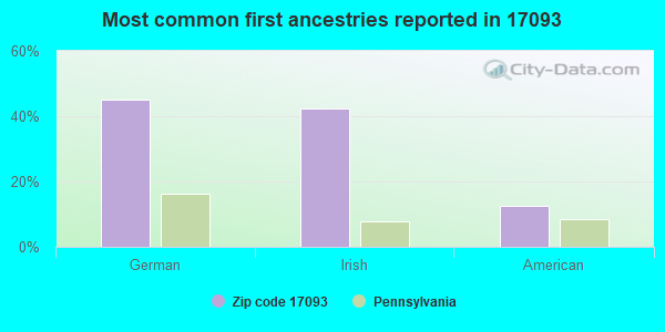 Most common first ancestries reported in 17093