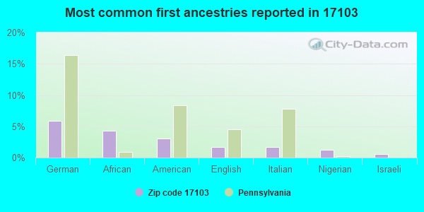 Most common first ancestries reported in 17103