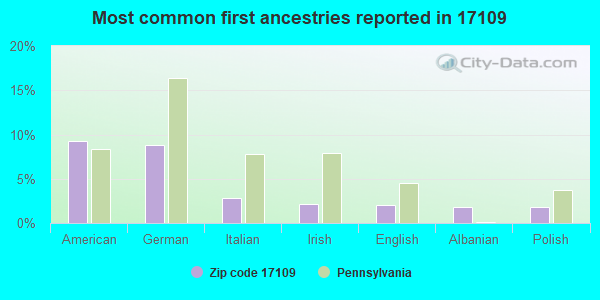 Most common first ancestries reported in 17109
