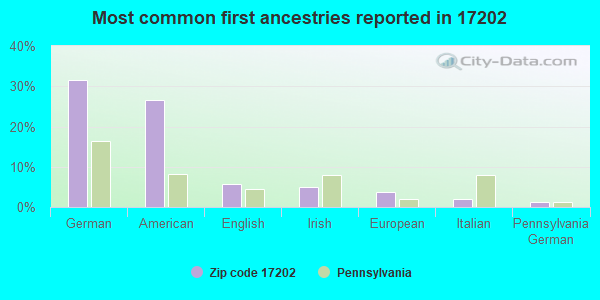 Most common first ancestries reported in 17202