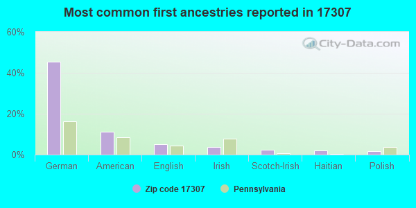 Most common first ancestries reported in 17307