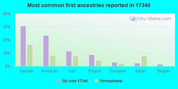 Most common first ancestries reported in 17340