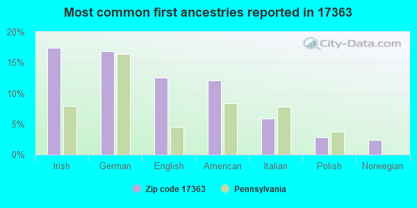 Most common first ancestries reported in 17363