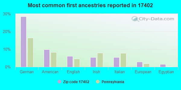 Most common first ancestries reported in 17402