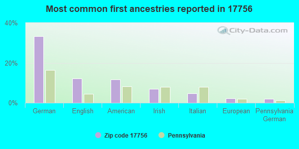 Most common first ancestries reported in 17756