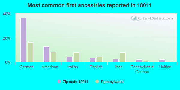 Most common first ancestries reported in 18011