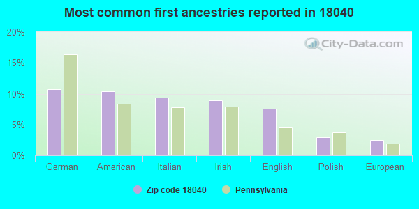 Most common first ancestries reported in 18040