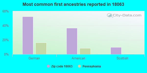 Most common first ancestries reported in 18063
