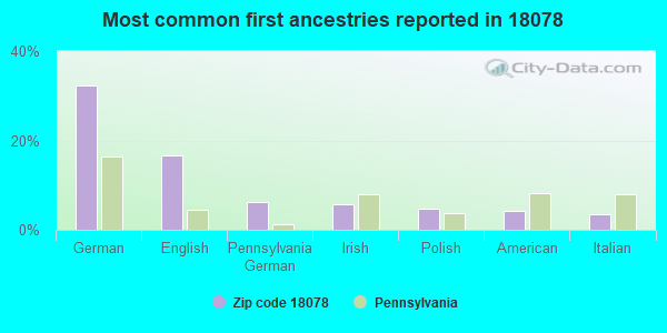 Most common first ancestries reported in 18078