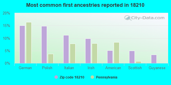 Most common first ancestries reported in 18210