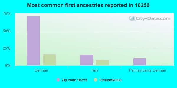 Most common first ancestries reported in 18256