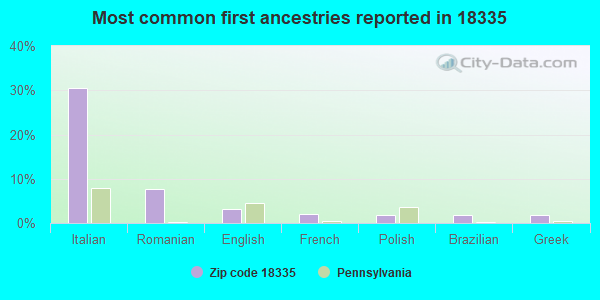Most common first ancestries reported in 18335